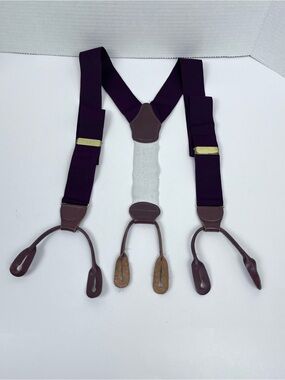 DOONEY & BOURKE Leather Button-on Maroon Braces Suspenders Adjustable; Formal